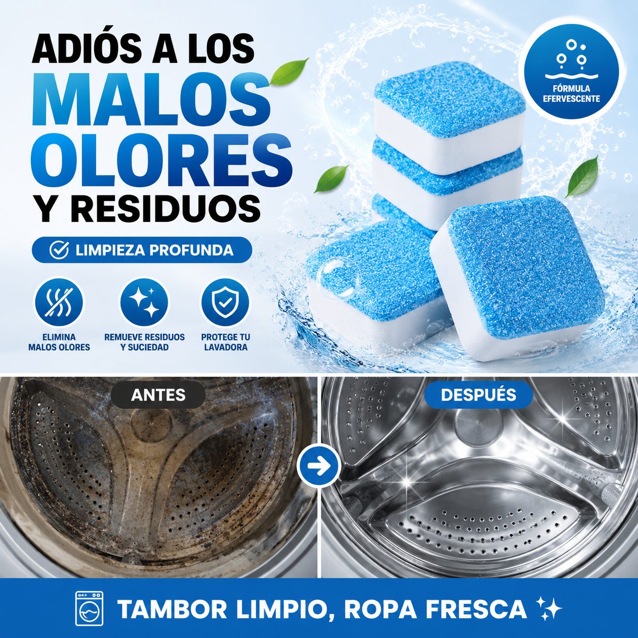 Elimina los malos olores y la suciedad oculta de tu lavadora en minutos